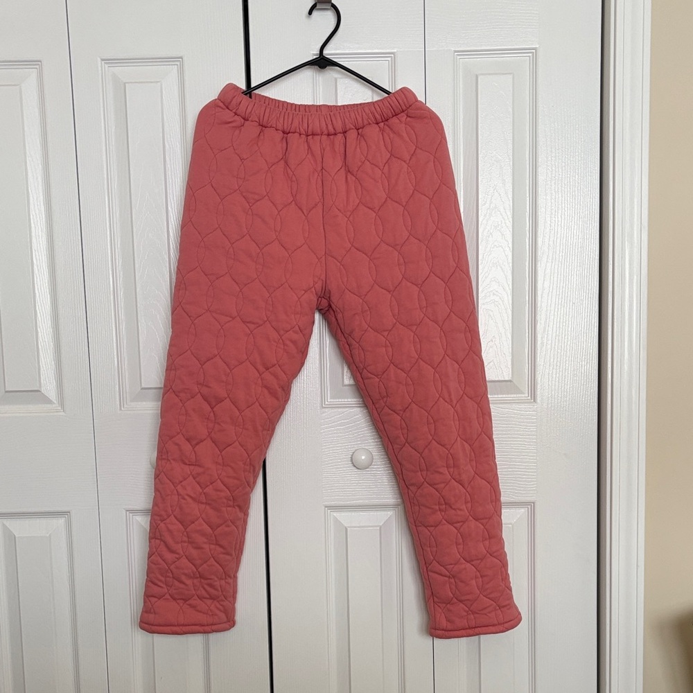 Quilted Pink women pajamas pants,  thick cotton